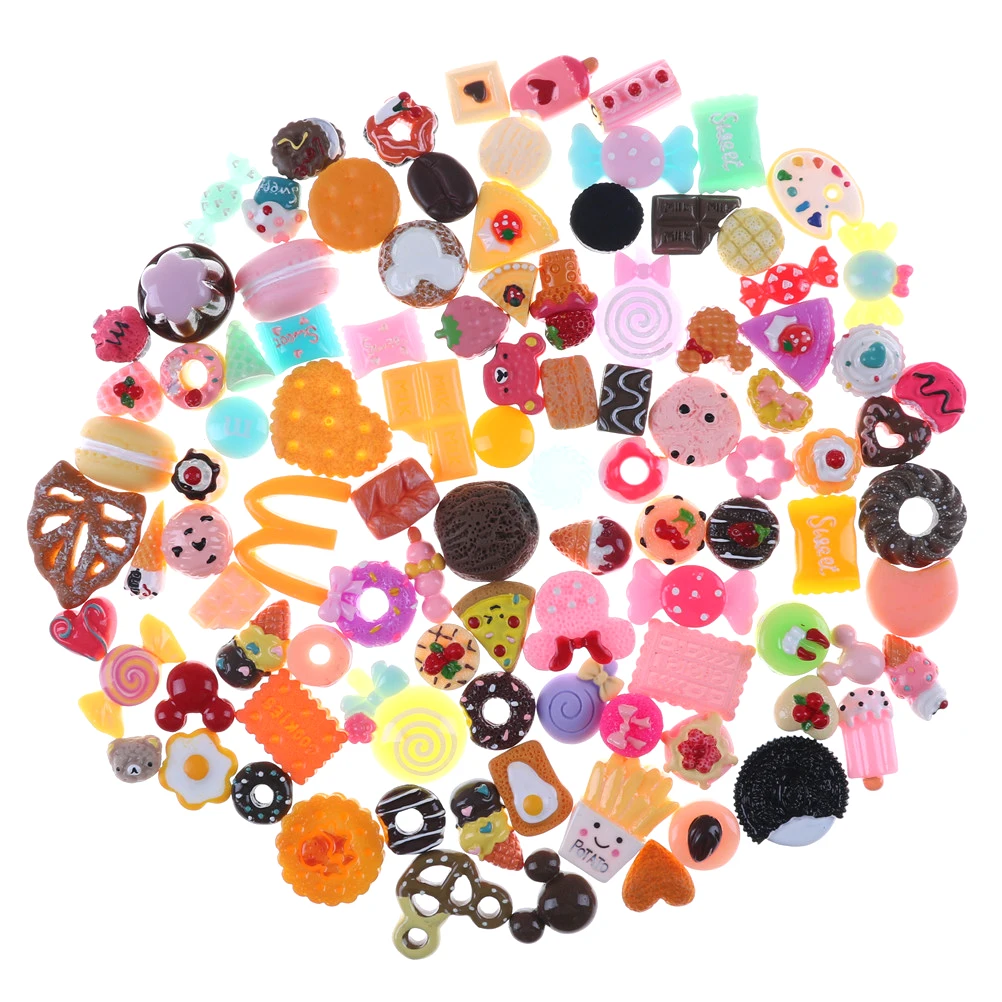 Kawaii Mixed Food Set Mini Cakes Donuts Biscuit Dollhouse Miniature Kitchen Decoration for Children Kid Randomly Sent 10pcs | Игрушки и