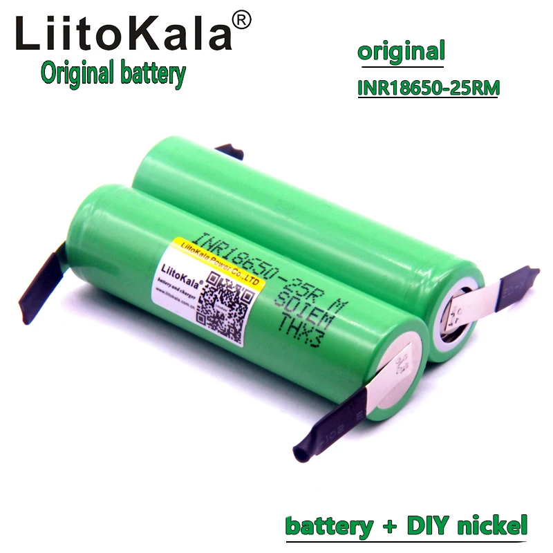 

100 pcs Liitokala New Brand 18650 2500 mAh Rechargeable Battery 3.6 v INR18650 25R M 20A download + DIY Nickel