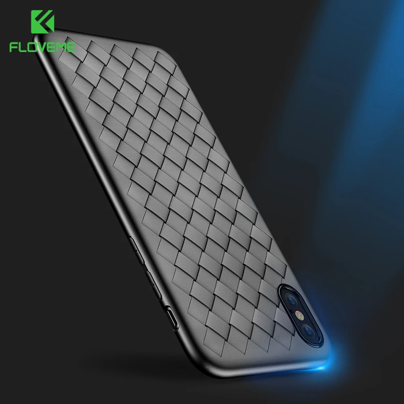 

FLOVEME Luxury Grid Pattern Case For iPhone XS Max X 7 8 6 Cases Soft Silicone Case For Samsung Galaxy S9 + Note 9 Cover Coque
