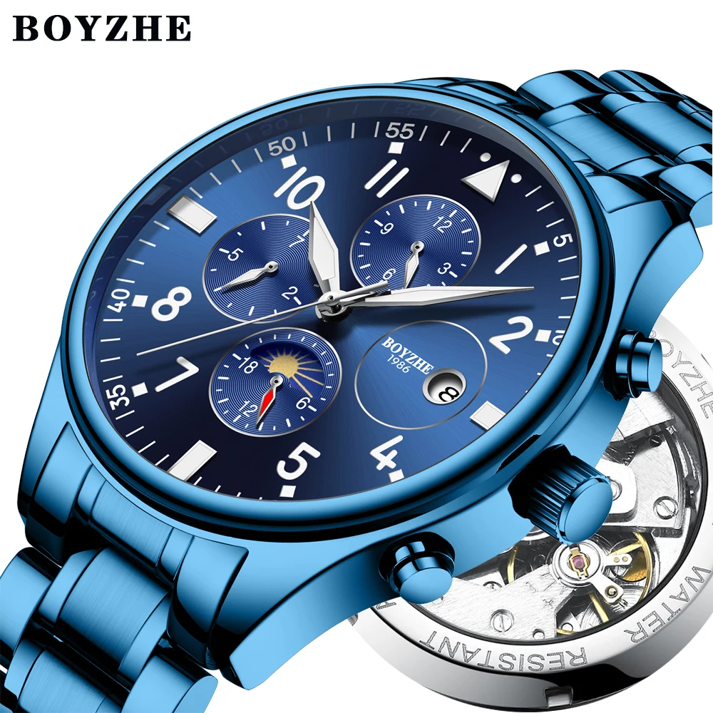 

Men Automatic Mechanical Watch Luminous Military Sport Waterproof stainless steel Watches Relogio Masculino Top Brand Luxury