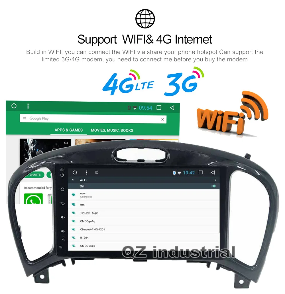 Cheap QZ industrial HD 8inch Android 8.1 T3 for Nissan JUKE Car DVD player with GPS 3G 4G WIFI BT Radio Navigation Stereo SWC RDS Map 10