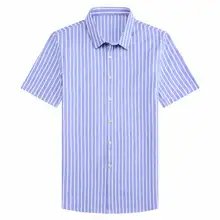 Летняя мужская рубашка в полоску, брендовая, короткий рукав, Camisa Social Masculina 4XL, большие размеры, высокое качество, деловые мужские