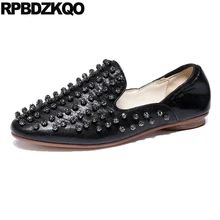 Плоские настоящая кожа женщин кристалл роскошь Серебряный удобный Круглый носок Свадебная балетная обувь лоферы балерина металлический синий горный хрусталь красивая Мода весенняя осень отправка капель европейская