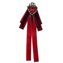 ZHINI Corazón de cristal rojo broches vintage de Navidad camisa de vestir para bodas dama broche con lazo hecho a mano las mujeres accesorios regalos