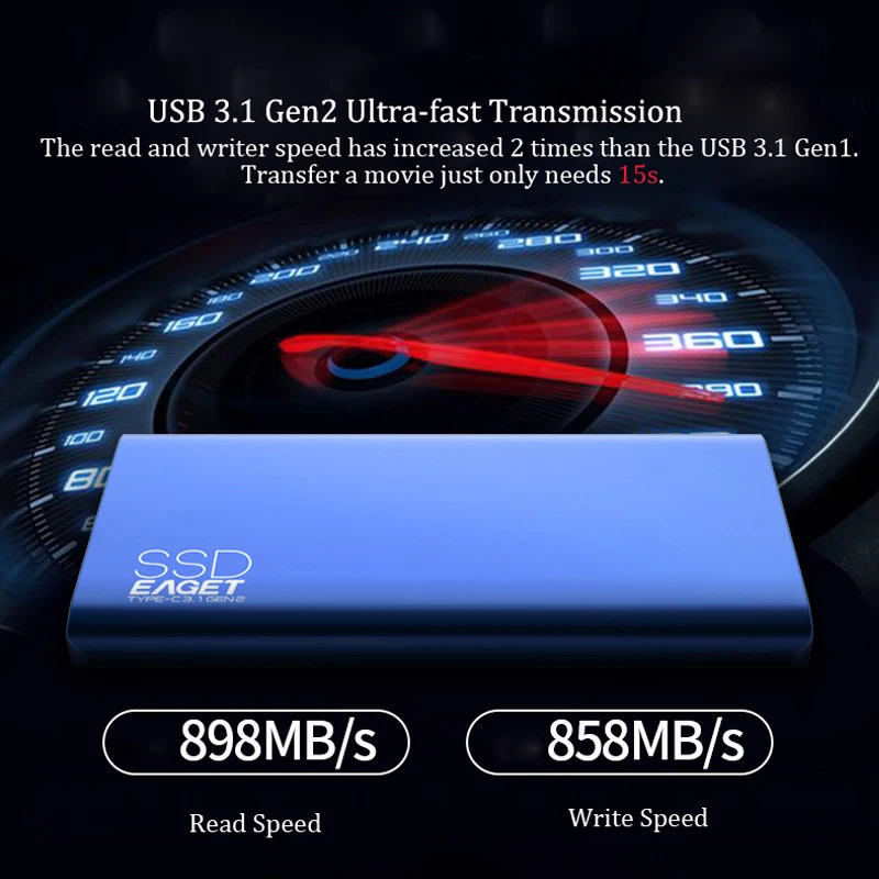  EAGET Externe Solid State Drive 512 GB Externe SSD 1 TB Typ-C 31 Gen2 disco duro ssd tragbare 898 M