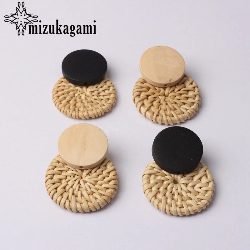 

Bohemia Handmade Wooden Straw Weave Rattan Earring Brown Vine Braid Geometric Round Fashion Earrings For Women Jewelry