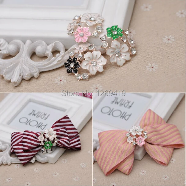 

Wholesale 20PCS Flatback Rhinestone Buttons,Alloy Diamante Decorative Button For DIY Children Hair Accessories Bowknot,3 Colors