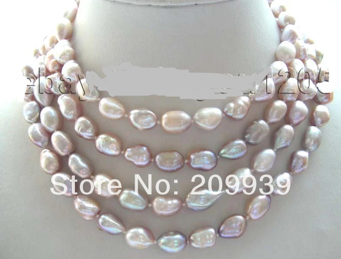 

FREE SHIPPING>>>@@ AS3129 63" Longest Natural 11-13mm Purple Baroque Pearl Necklace