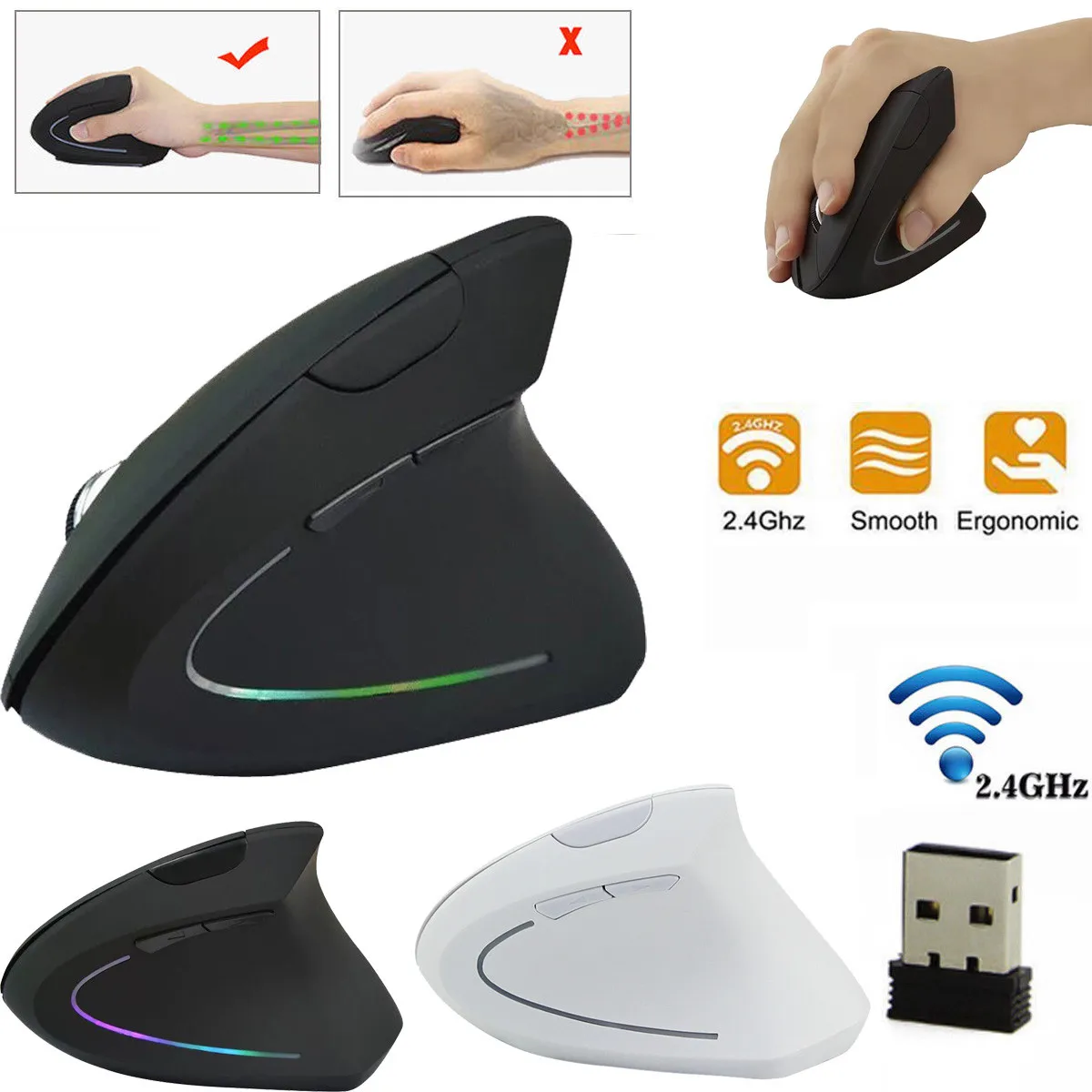 Hxroolrp новая брендовая мышь прочная 6 кнопок беспроводная мышь 2,4 ГГц игра эргономичный дизайн вертикальная мышь 1600 dpi USB мыши A30
