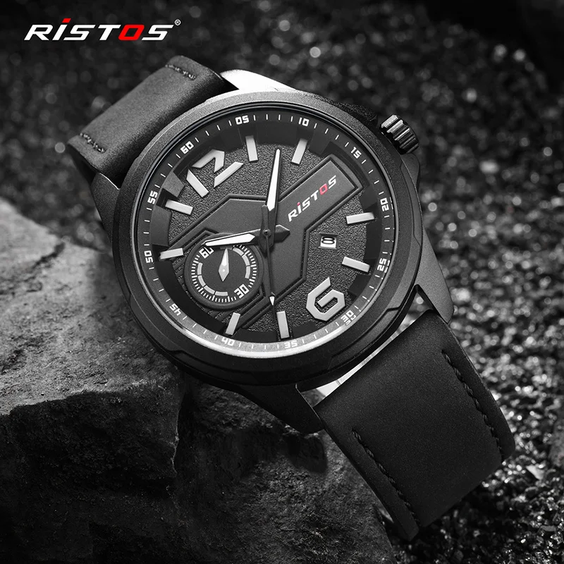 

RISTOS Watch Top Brand Man Watches with Chronograph Sport Waterproof Clock Man Watches Military Luxury Men's Watch Analog Quartz