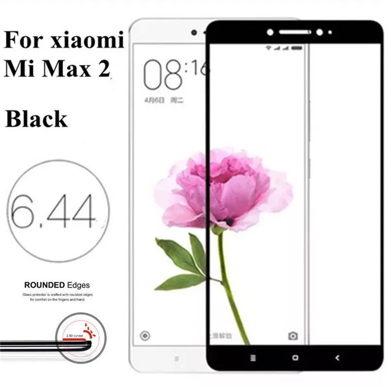 WeeYRN 2 шт. защитное стекло на Xiaomi Mi Max 2(Сяоми ксиоми Ми Макс 2) для Xiaomi Mi Max закаленное Стекло полное покрытие Экран протектор на Xiaomi Mi MAX(Сяоми ксиоми Ми Макс) стекла защитная пленка - Цвет: Black for Mi MAX 2