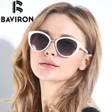 BAVIRON Новая Мода Cat Eye Солнцезащитные Очки Женщины Белая Рамка Градиент Поляризованных Солнцезащитных Очков Вождения UV400 Алюминиевый Очки Коробка 8527