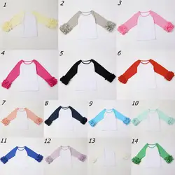 Реглан для девочек со сборчатыми рукавами футболка с монограммой в различных цветах для маленьких девочек рождественский реглан для