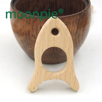 20pcs unfinished Rocket shaped beech ring wooden teether baby teething toy gift nursing toy educational gift EA238