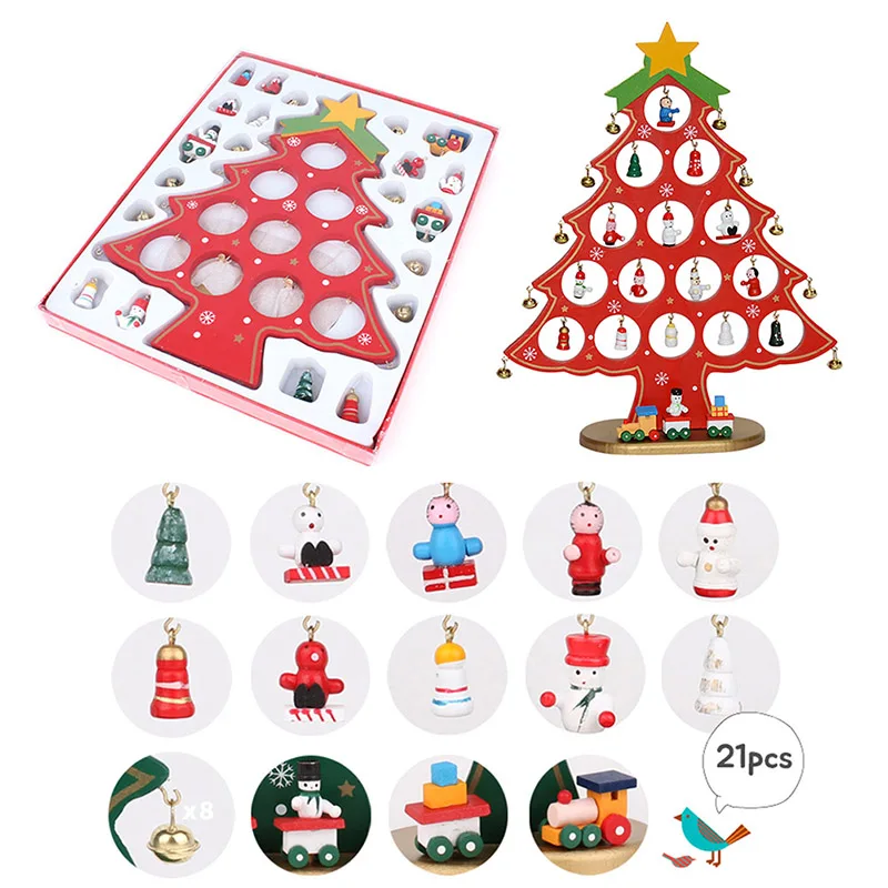  Fun DIY Wooden Christmas Trees Festival Party Xmas Tree Table Desk Decoration Children Christmas Gi