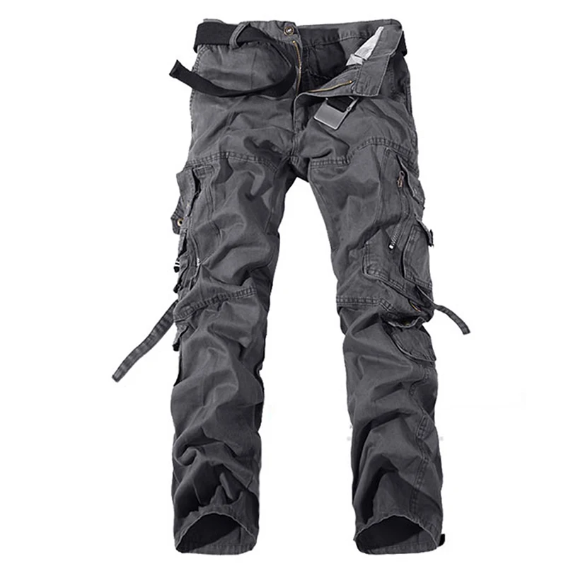 

Mens Overalls 2019 Fashion Multi-Pockets Baggy Small Straight Military Cargo Casual Solid Color Tactical Pants Men Joggers Pants