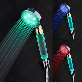 

Free shipping BECOLA NEW LED shower head Trichromatic lamp Temperature control Hydroelectric power Shower head QY-1004