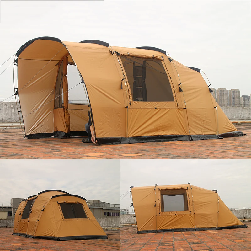 COOLWALK Outdoor Camping Tent 2 Bed Room 2 Living Room Three-Season Tent Roomy Family Hiking Tent 4 People  Party Tunnel Tents