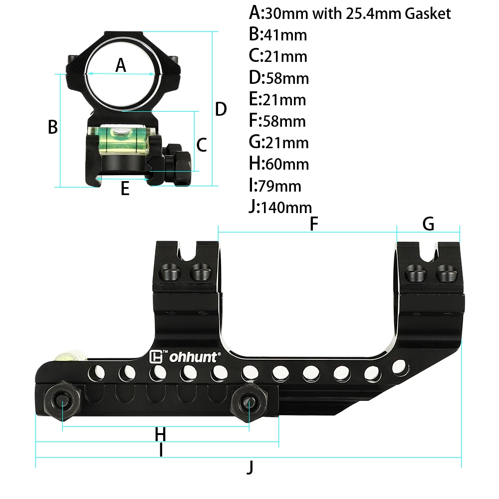 Ohhunt Интегральная 25,4 мм 30 мм офсетная Пикатинни Вивер Охотничья винтовка прицел кольца крепление двунаправленное с пузырьковым уровнем рельсы крепления