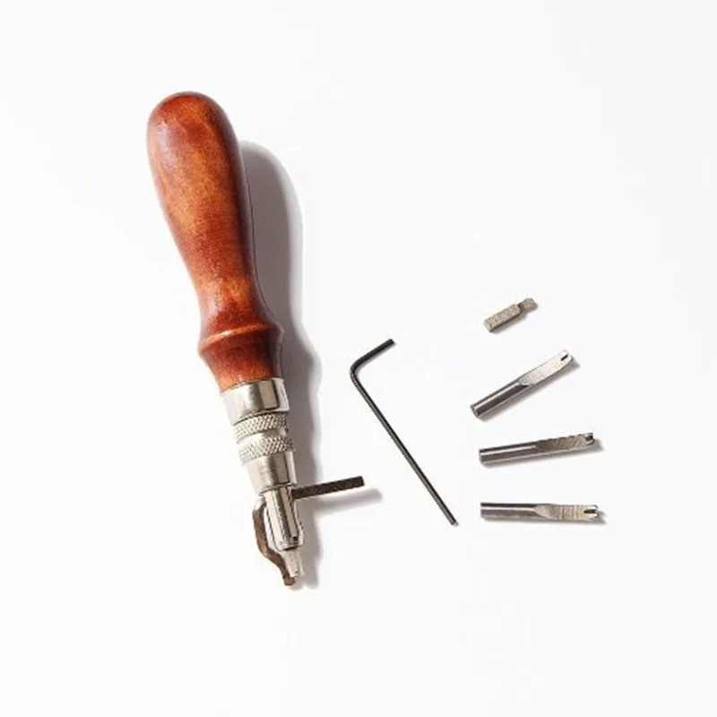 Профессиональный инструмент для кожевенного ремесла с регулируемой ручкой для шитья и сгибания кожи 5 в 1 1 набор инструментов