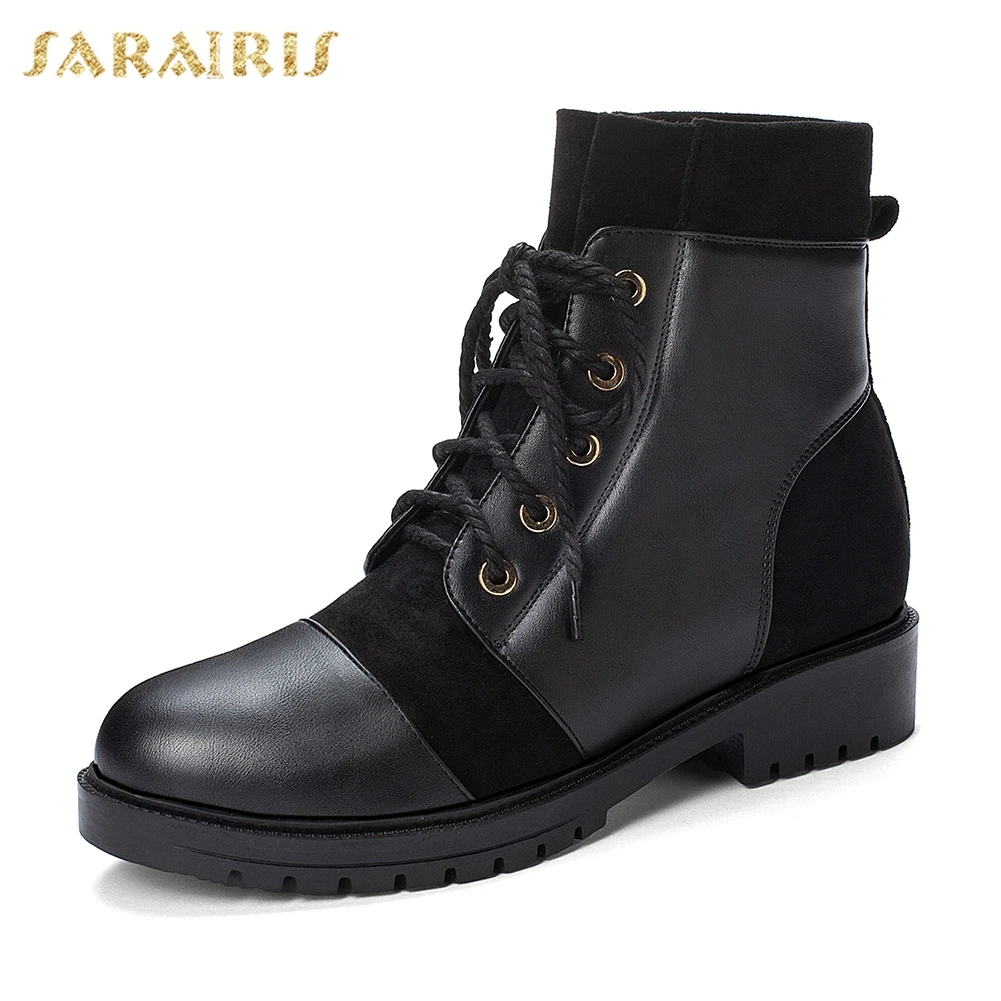 

Sarairis New Winter Elegant Warm Ankle Boots Women 2019 Fashion Add Fur Booties Ladies Platform Shoes Woman Low Heels 32-43
