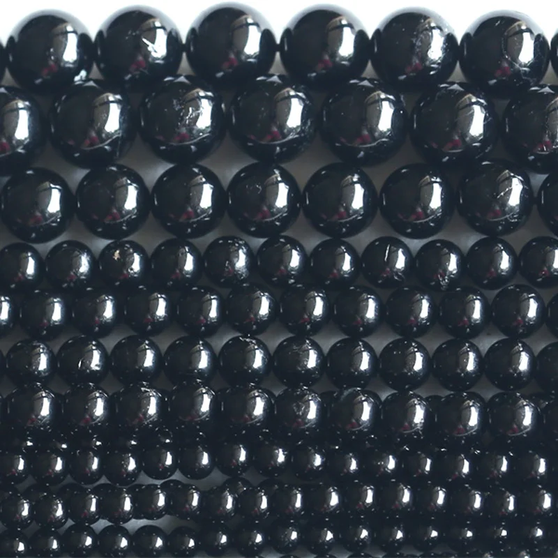 Высокое качество натуральный черный турмалин круглый камень Бусины 3-20 мм подходит для ювелирных изделий 1" 03678