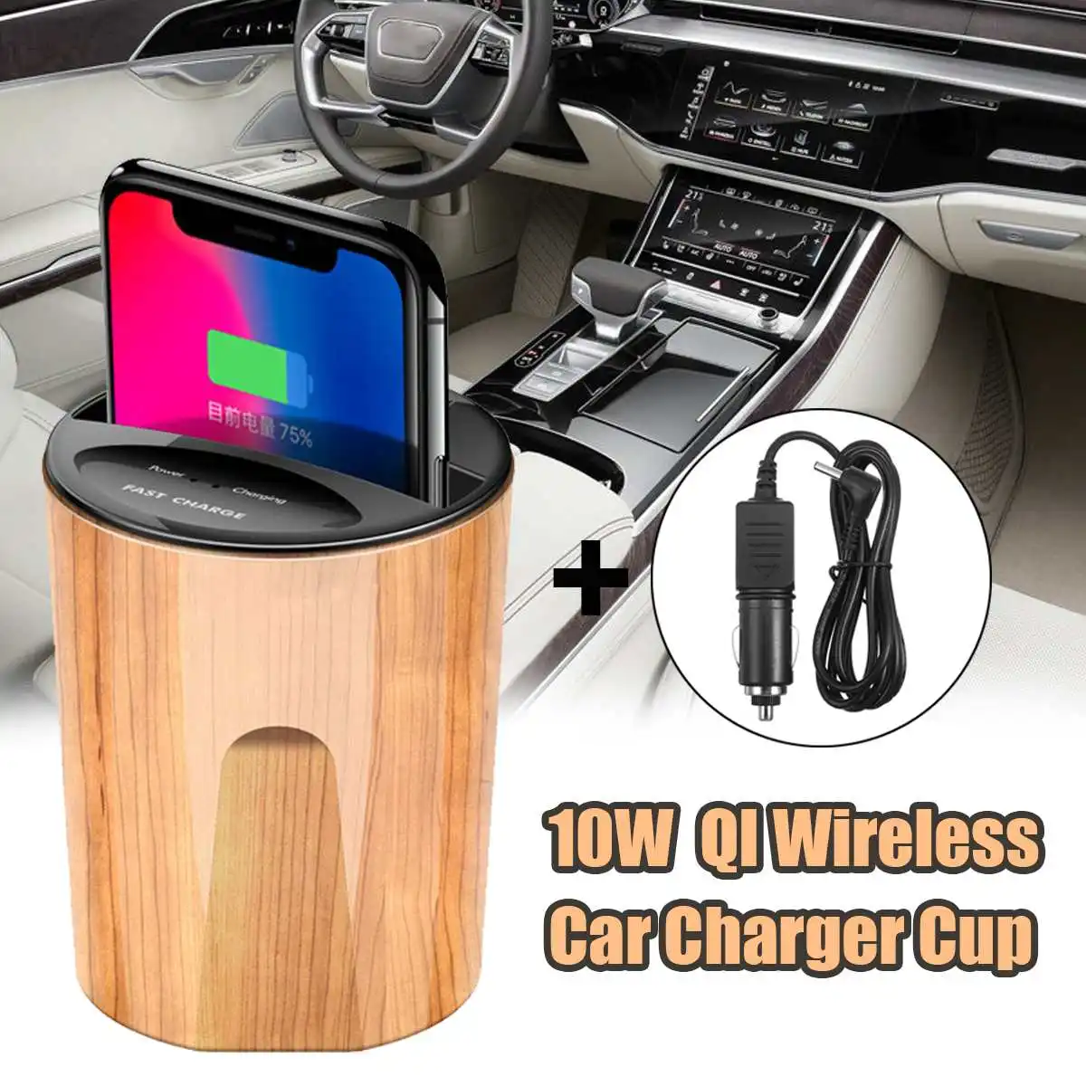 

10W Fast Qi Wireless Car Charger Cup for Samsung S9 S8 Note10 9 Wireless Charging Car Cup for iPhone Xs Max Xr 8 plus Universal