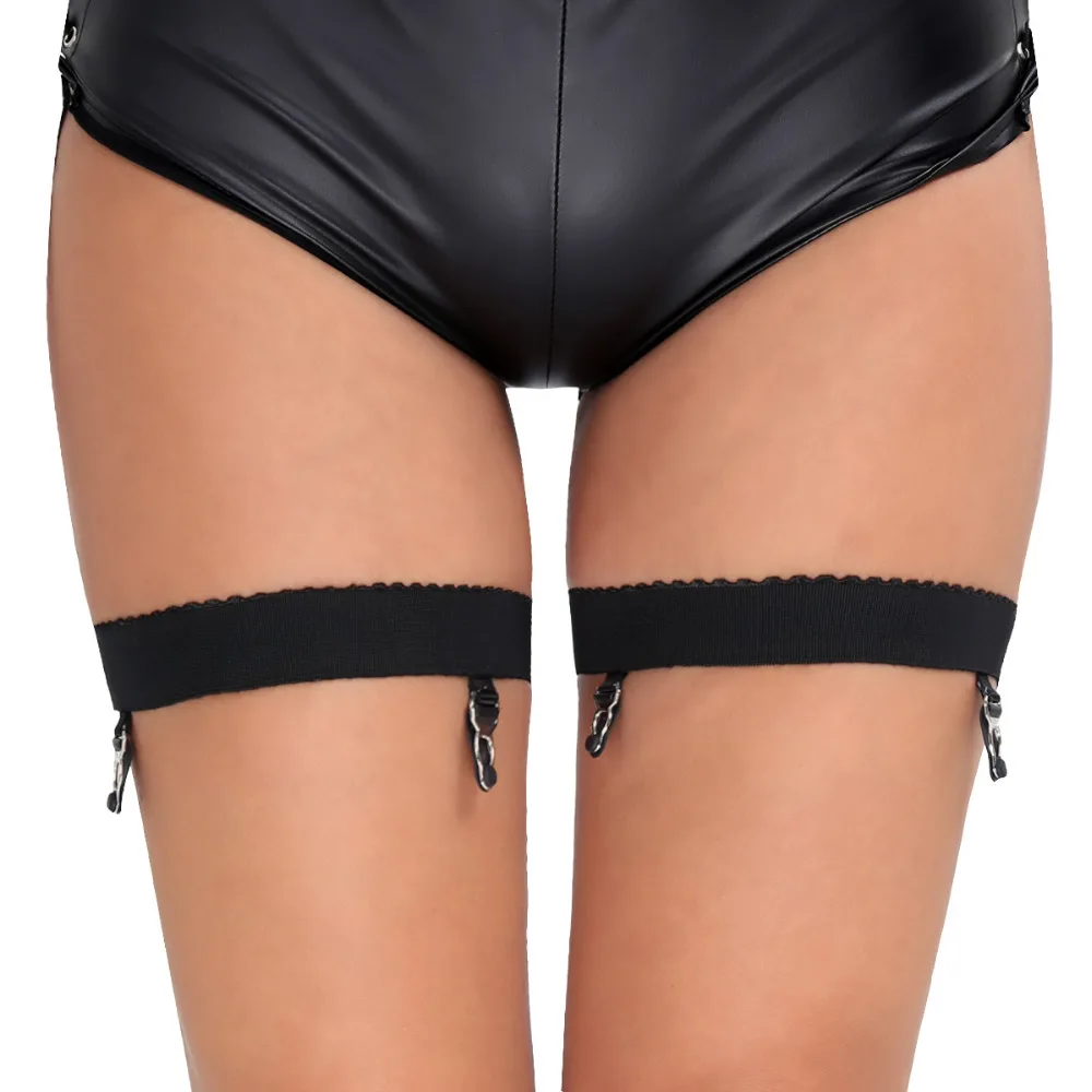 1 Pair Black Women Antiskid Harness High Thigh Garter Belt Sock Holder Fastener Suspender with Clips for Nightclub Party 1 Pair Black Women Antiskid Harness High Thigh Garter Belt Sock Holder Fastener Suspender with Clips for Nightclub Party