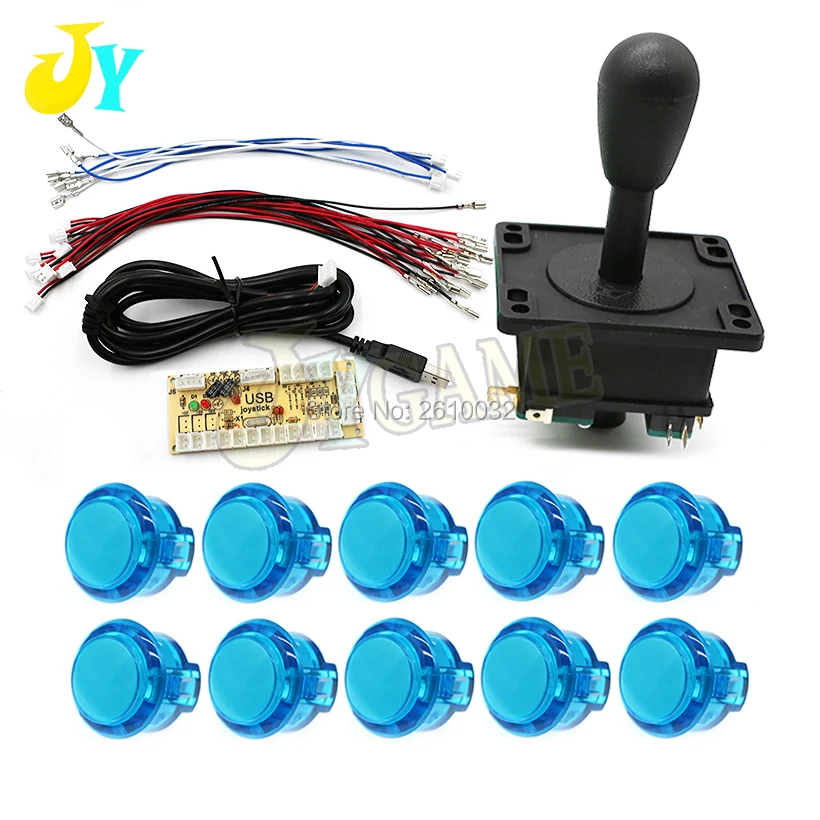

Arcade DIY Kits Zero Delay USB Encoder To PC Controller HAPP Style Joystick + 10 Claer Push Buttons Arcade Parts for Mame