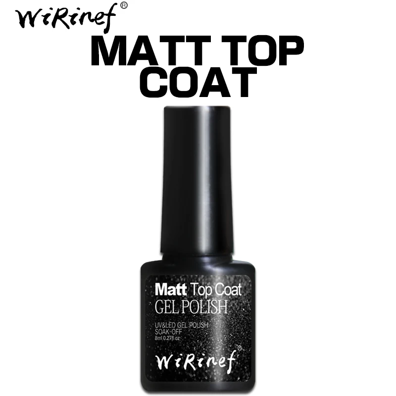WiRinef, не липкий слой, прозрачный цвет, топ и Базовое покрытие, 8 мл, Гель-лак для ногтей, впитывается, УФ и светодиодный, матовый, верхнее покрытие, лак для ногтей - Цвет: matt top coat