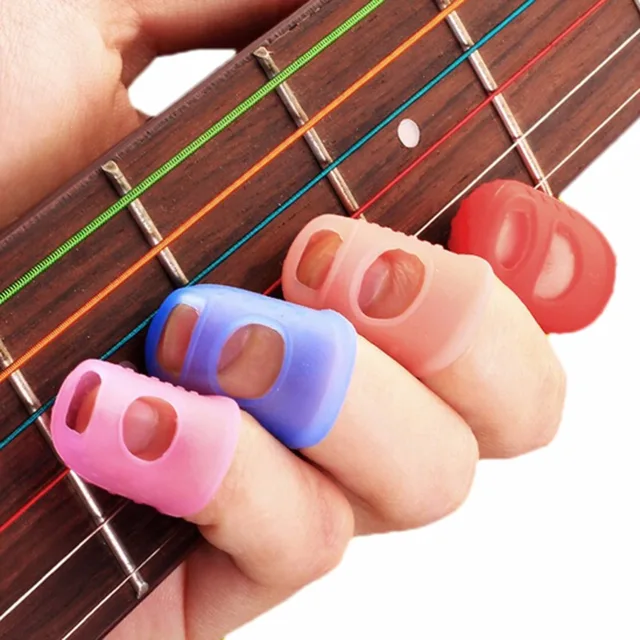 S/M/L Fingertip Protector Fingerstall Silicone Guitar String Finger