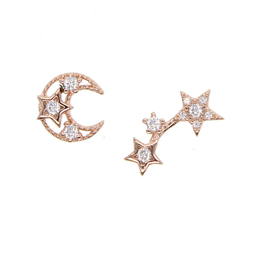 2018 Christmas gift moon star earring unique hollow engraved moon start elegance girl women gift fashion jewelry wholesale - Image 2