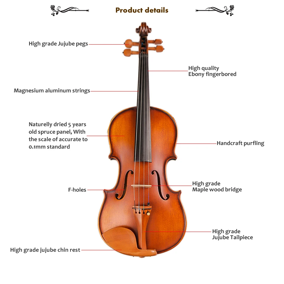 Профессиональный ручной ремесло Мэтт скрипка природных полосы клен 4/4 High-end антикварный Violino струнные музыкальный инструмент TONGLING бренд