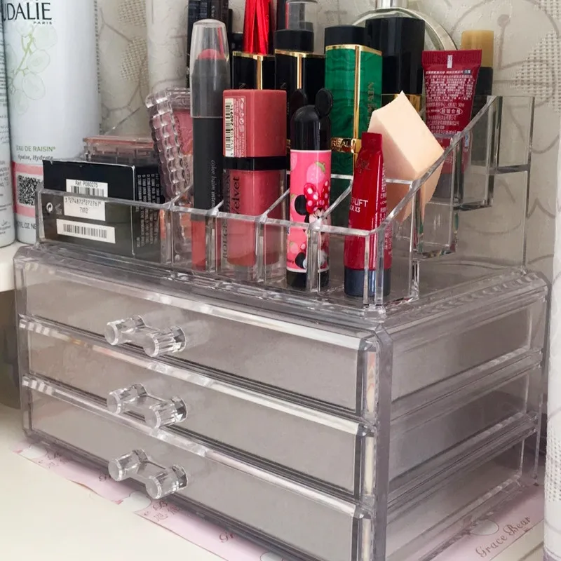 

Acrylic Multi-layer Brush Kit Eye Cosmetic Beauty Makeup Storage Box with Velvet 3 trays cosmetics or toiletries Storage cases