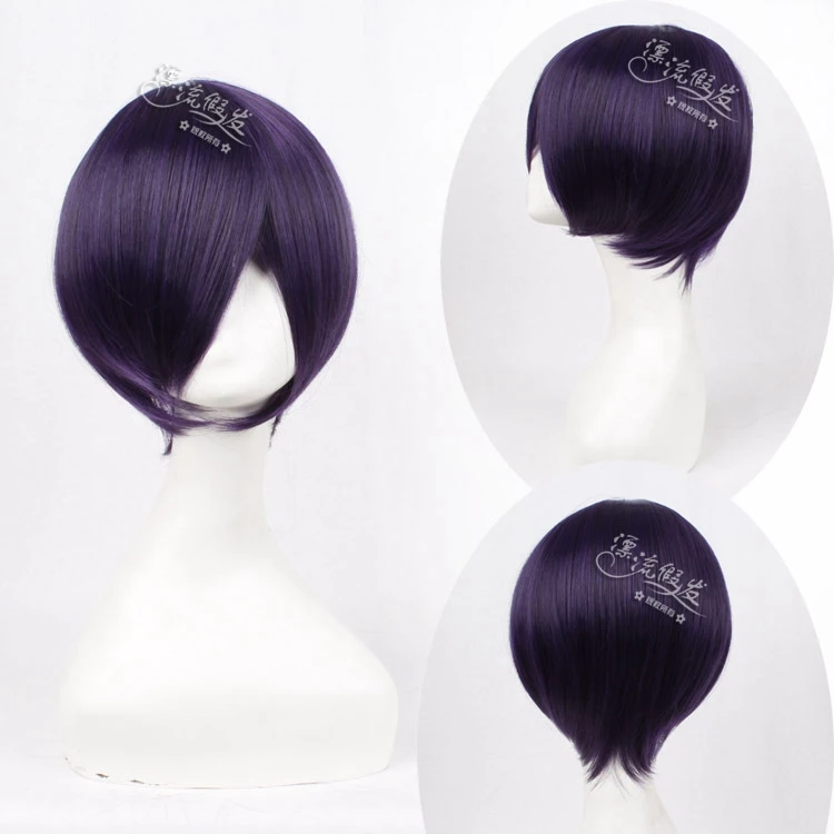 Noragami Yato 35 см короткий прямой фиолетовый термостойкий парик из синтетических