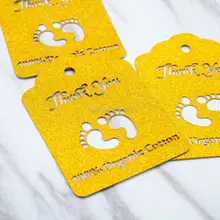 Блеск золота Свадебный теги, пользовательские Вечерние подарок теги, лазерная резка босиком блеск золота, пользовательские Спасибо Теги