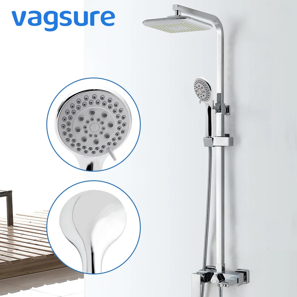 Vagsure Round  Rainfall Shower Head ABS Chrome Water Saving Shower Spray Nozzle Adjustable ABS Head Shower For Bathroom Shower
