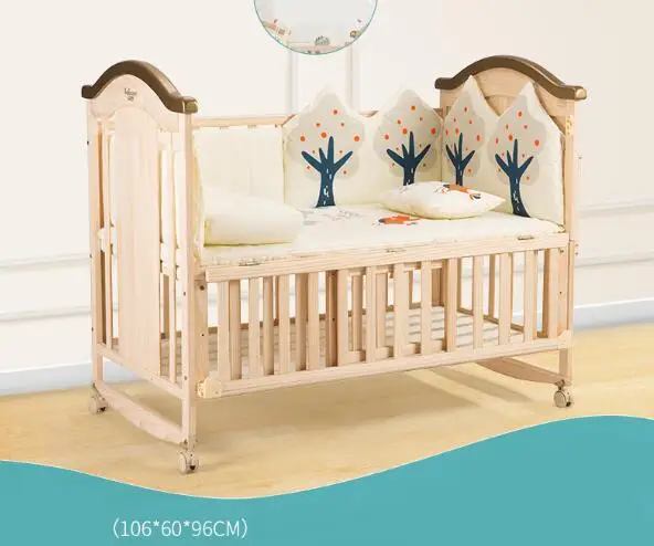 Прочная деревянная портативная Колыбель для детской кроватки Регулируемая многофункциональная Мягкая дышащая детская колыбель для кроватки - Цвет: Белый