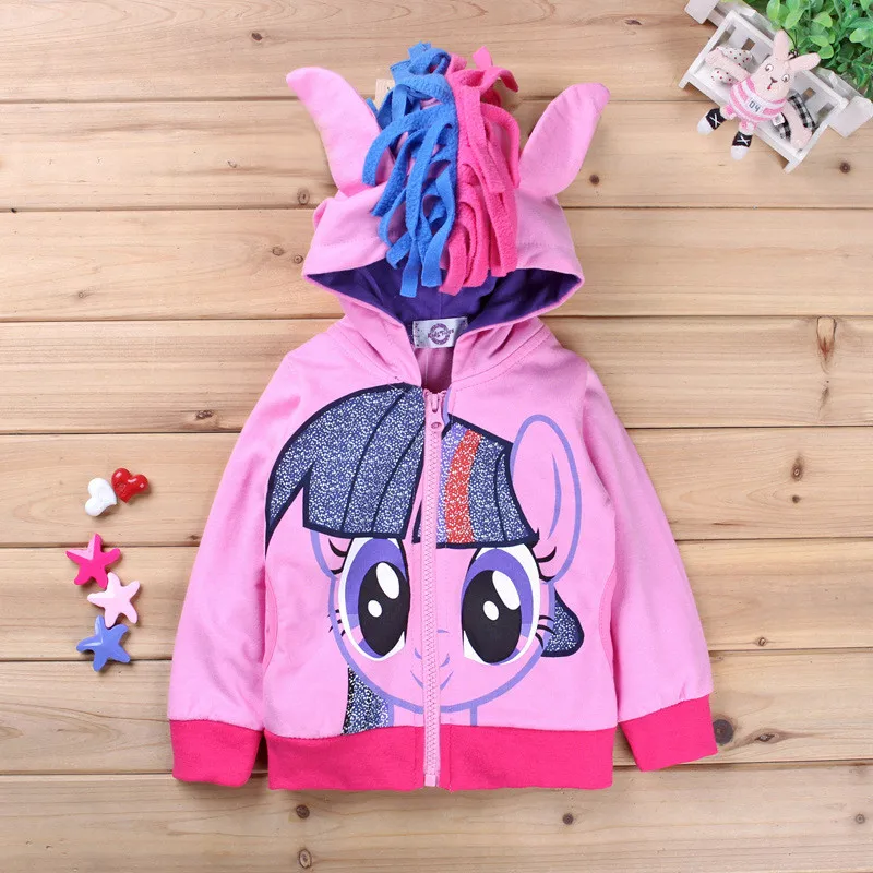 Модное пальто для девочек новая модель изображение из мультфильма «My Little Pony» верхняя одежда и куртки куртка для девочки детская брендовая куртка зимняя куртка с капюшоном для девочек от 2 до 7 лет