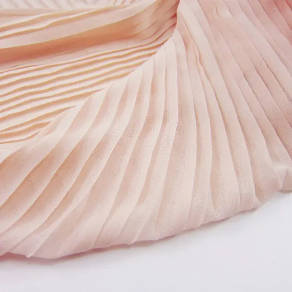5yards light pink chiffon accordion pleated fabric for pleated dress