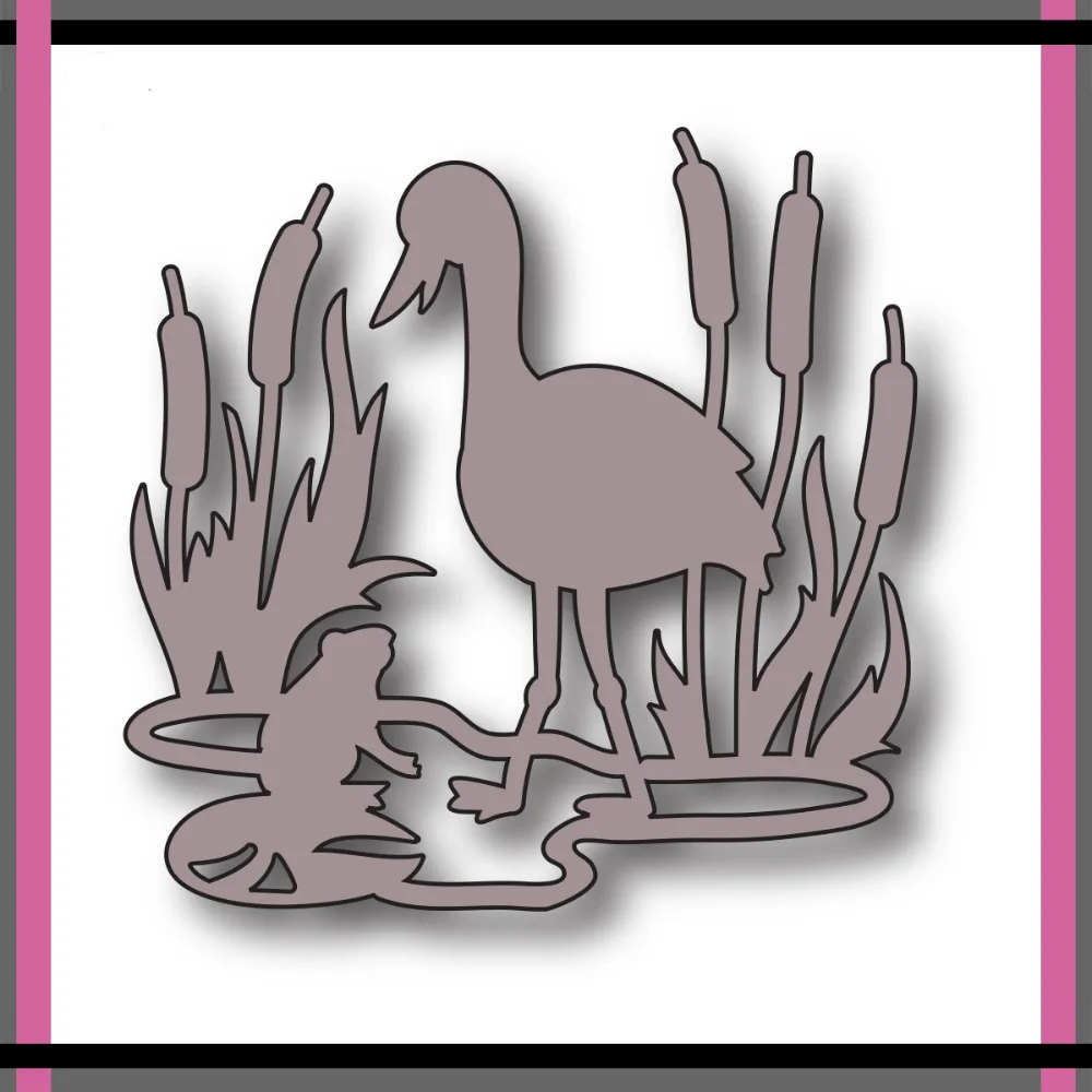 Stork Cattails Water Grass 68*75 мм металлические режущие штампы Скрапбукинг альбом вырезы для