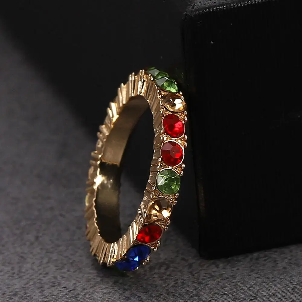 Лучшие леди новые уникальные свадебные Кристальные кольца для женщин богемные Блестящие Обручальные подарки милые юбилейные вечерние кольца - Цвет основного камня: Red Colorful