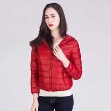 Johnature женский пуховик с капюшоном пальто осень зима размера плюс 12 цветов карманы молния Тонкий теплый пуховик