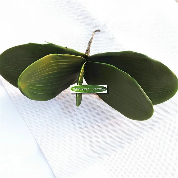 Рождество 25 см 15 шт. Настоящее сенсорный PU листьев искусственные орхидеи Свадьба Главная Таблица Мебель декор зеленый Поддельные Листва