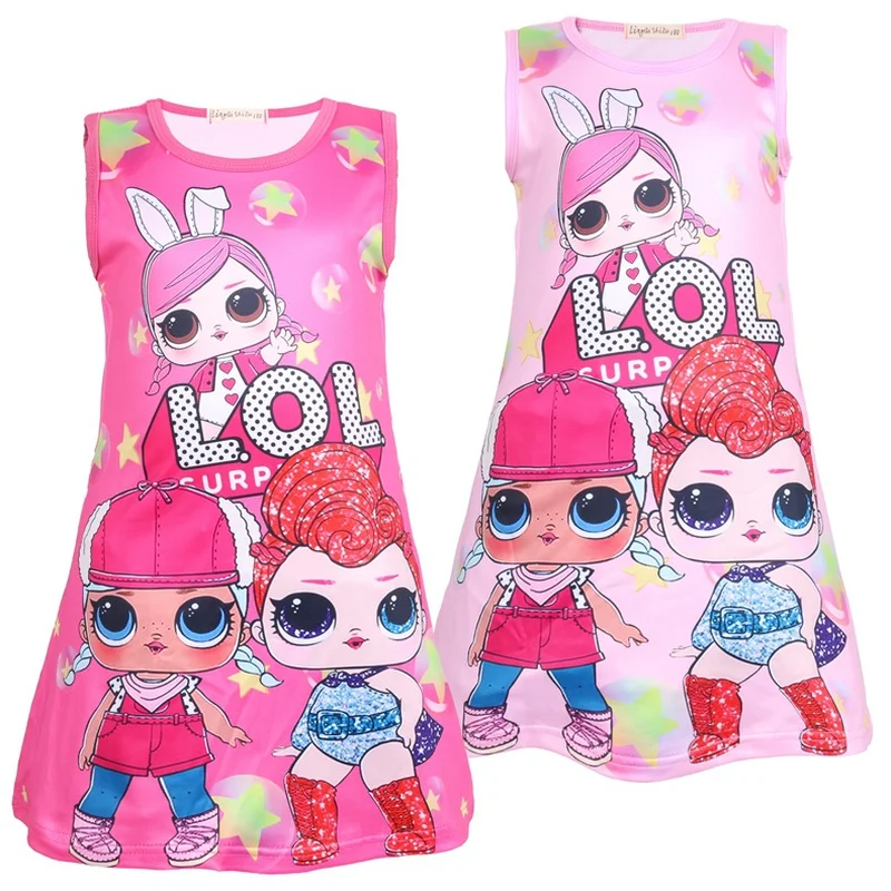 

Baby Girl Lol 2019 New Summer Children's Sleepwear Girls Cotton Short-sleeved Lol Dress Fashion Print Pajamas Girls Sleepwear