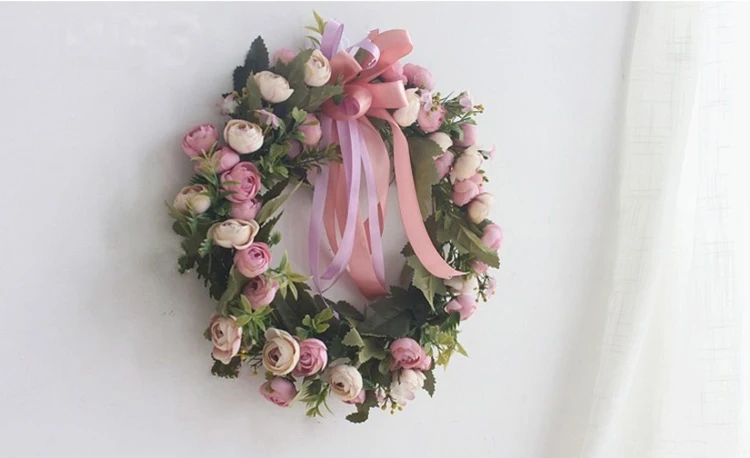 Искусственная розовая сумочка, украшение для двери, цветочная гирлянда, домашний Свадебный автомобильный декор, Цветочный Шелковый венок ручной работы, вечерние принадлежности