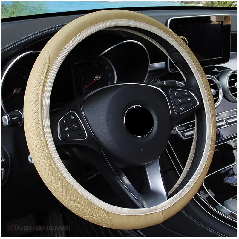 auto Car Steering wheel Cover for Kia Forte Ceed Stonic Stinger Rio Picanto Niro Soulster No3 Sorento Sedona Rondo - Название цвета: Beige