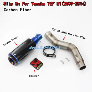 

YZF Motorcycle Exhaust Full System Side Row Middle Link Pipe + Motorbike Carbon Fiber Muffler For YAMAHA R1 YZF-R1 2009-2014