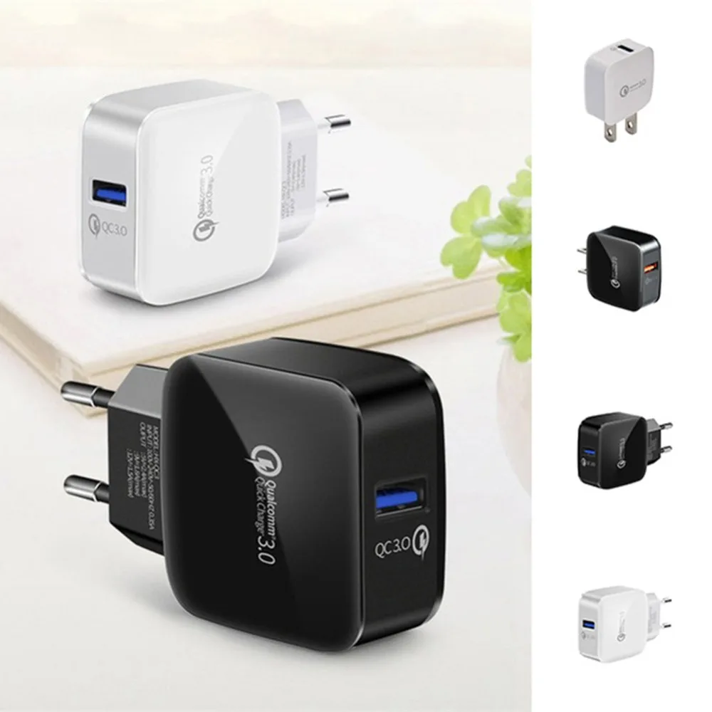 

Universal USB QC 3.0 Fast Charging Phone Charger Adapter for Samsung Huawei US/EU Plug