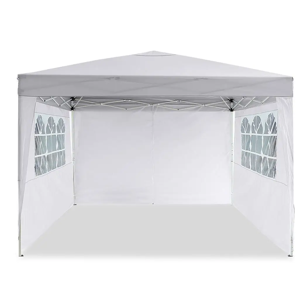 

Polyester Pop Up Canopy 10 by 10ft Party Camping Tents Nature Color Aluminum Tube Support with 4 Side Panels Exhibition Tents